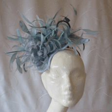 Silver knot and duck egg feather headpiece