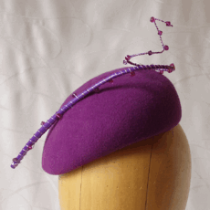Felt beret with beaded quill trim