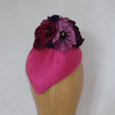 Silk beret with handmade silk flowers