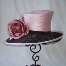 Pink and chocolate with silk rose trim