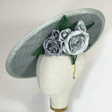 Duck egg blue saucer with handmade silk rose trim