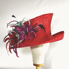 Rust upsweep with feather flower trim